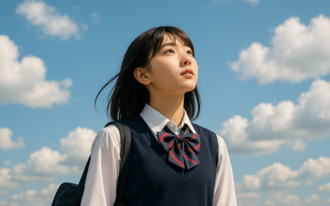 20250509_2249_空を見上げる女子高生_simple_compose_01jttmrrycefvr1gce2dpceeyq